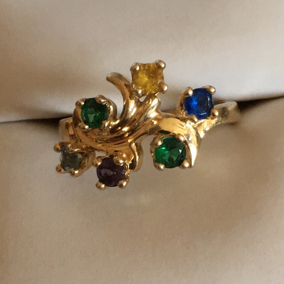10k  gold 6 stones mother’s  ring size 6 - Picture 7 of 7